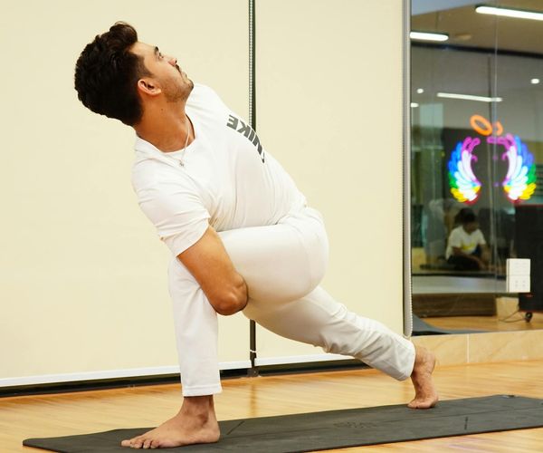 Athletic man practicing focus and calm breathing