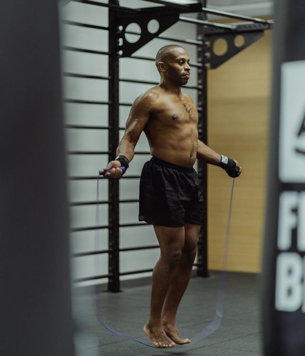 Man focusing on precise movement and strength training